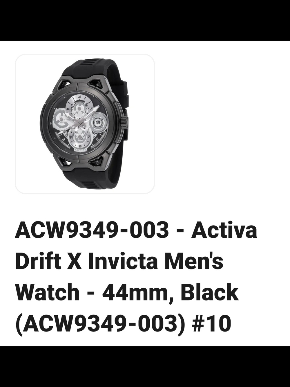 Invicta Men's Activa Drift X Black and Silver Sport Watch
